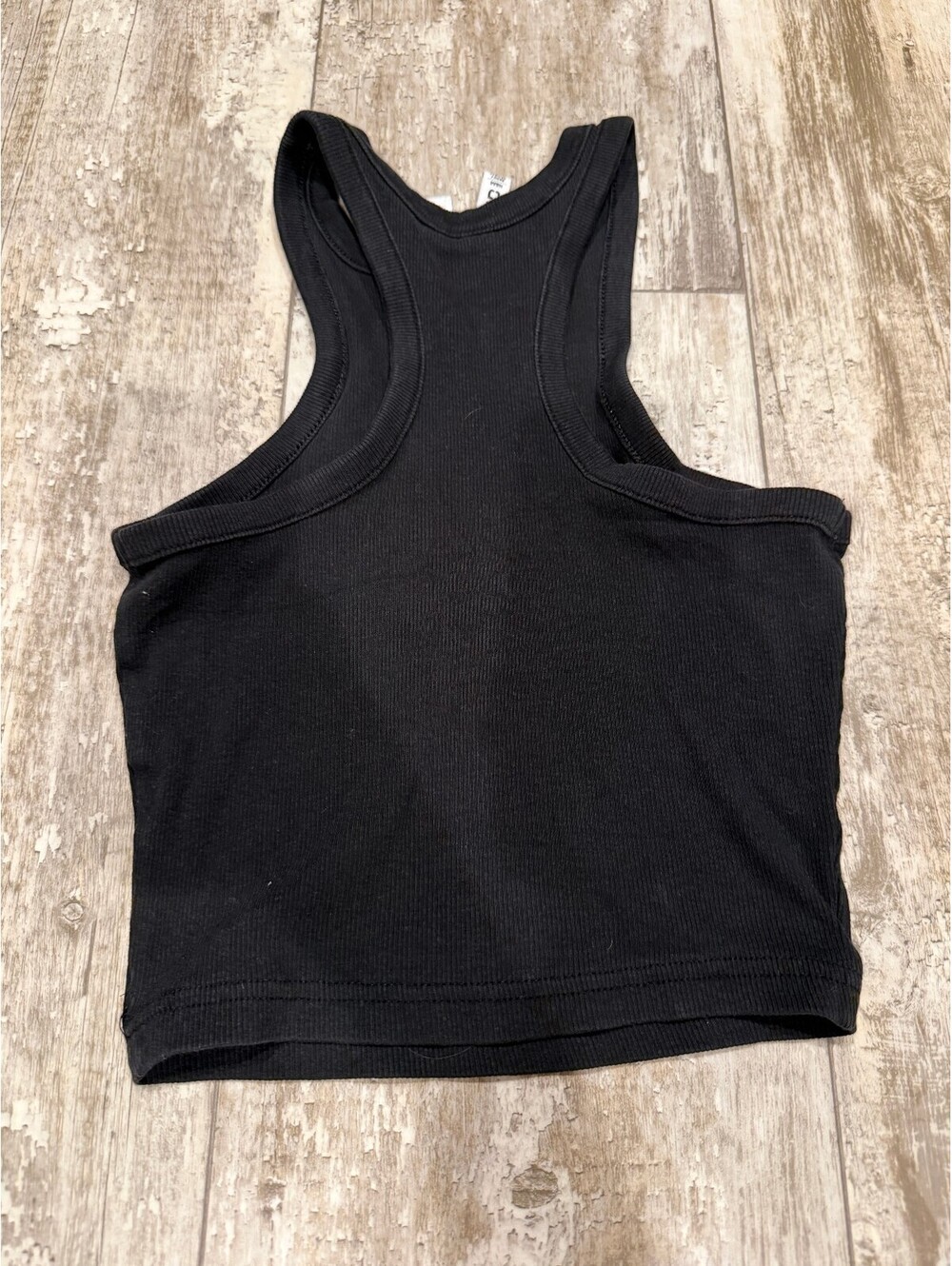 H&M Divided XS Black Ribbed Racerback Crop Tank Y2K